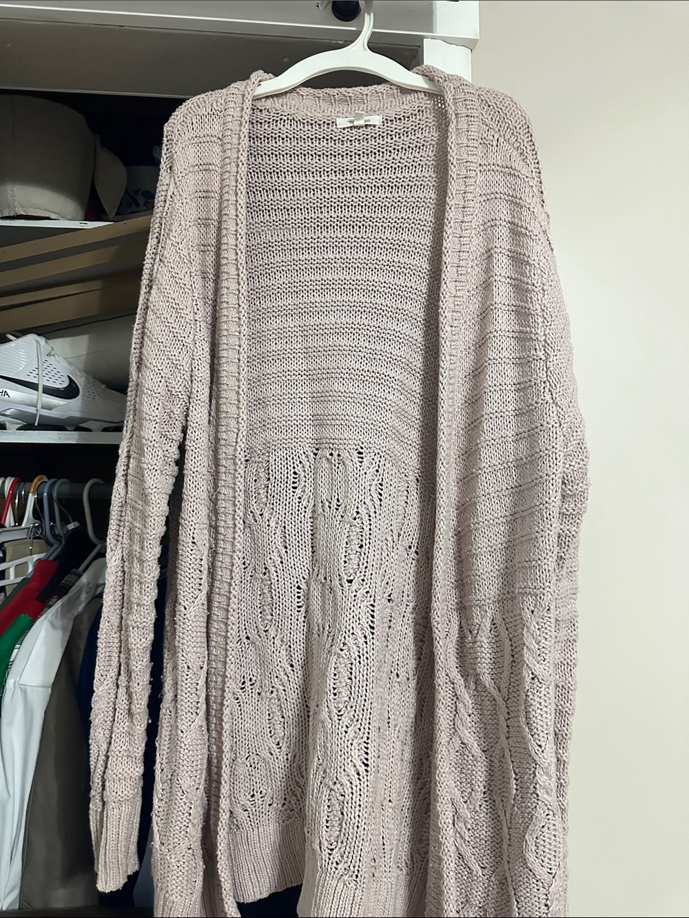 Maurices Open-Front Cable Knit Cardigan in Dusty Taupe